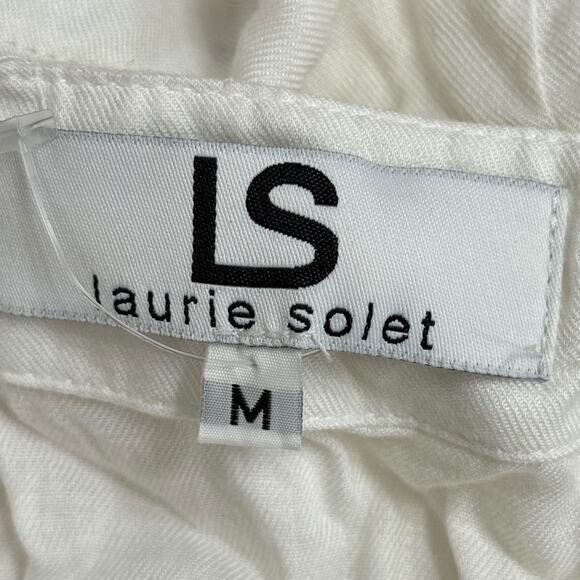 Laurie Solet LS Womens White Pink Open Boho Jacket Lightweight Roll Tab Sleeve M - Picture 14 of 14